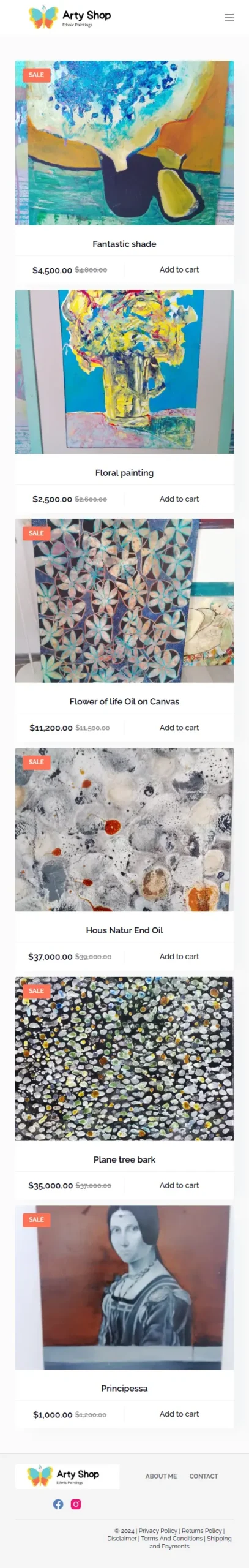 Artyshop.me - Screenshot Site Nou Pe Mobile Device