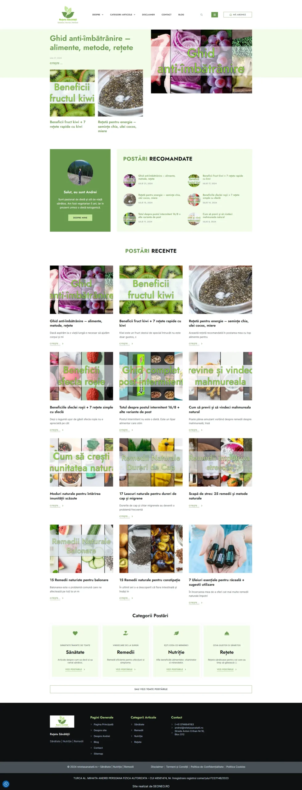 Realizare Site Nou Retetasanatatii - Poza Homepage