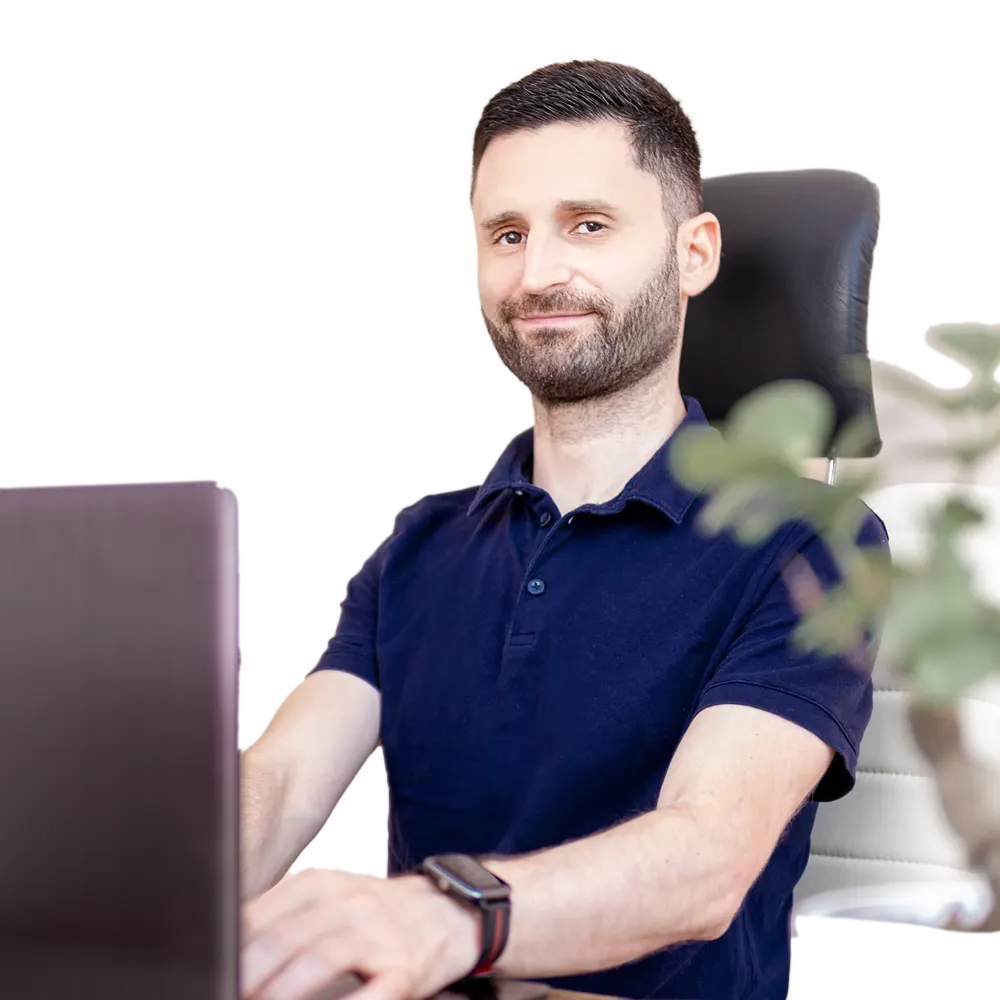 Andrei Turca Portret - Tricou Albastru Transparent